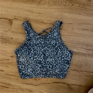 JoyLab Blue Leopard Print Cropped Tank
